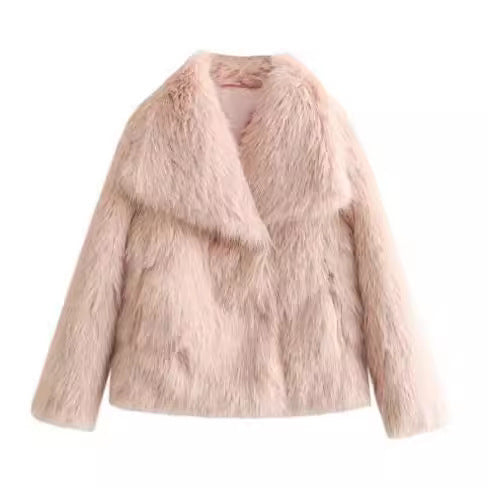 Manteau femme en peluche – épais à col rabattu hiver