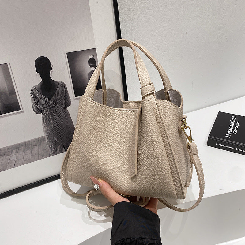 Sac seau rétro femme – style coréen Hong Kong, porté épaule