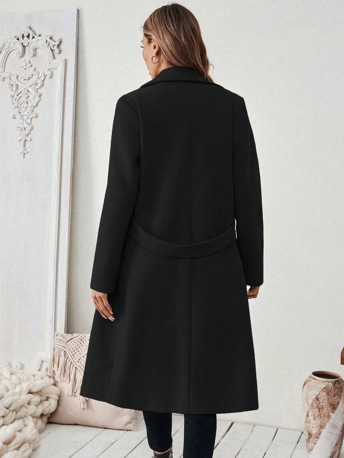 Manteau femme ceinturé uni – automne/hiver chic