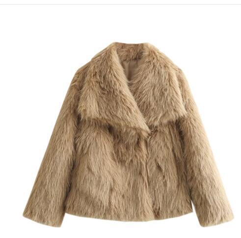 Manteau femme en peluche – épais à col rabattu hiver