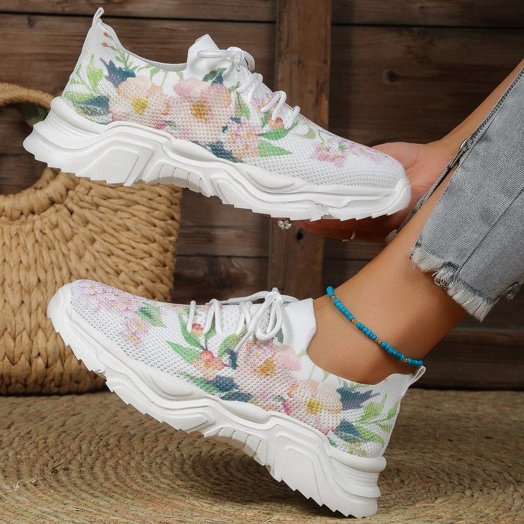 Sneakers femme fleuries – mode décontractée
