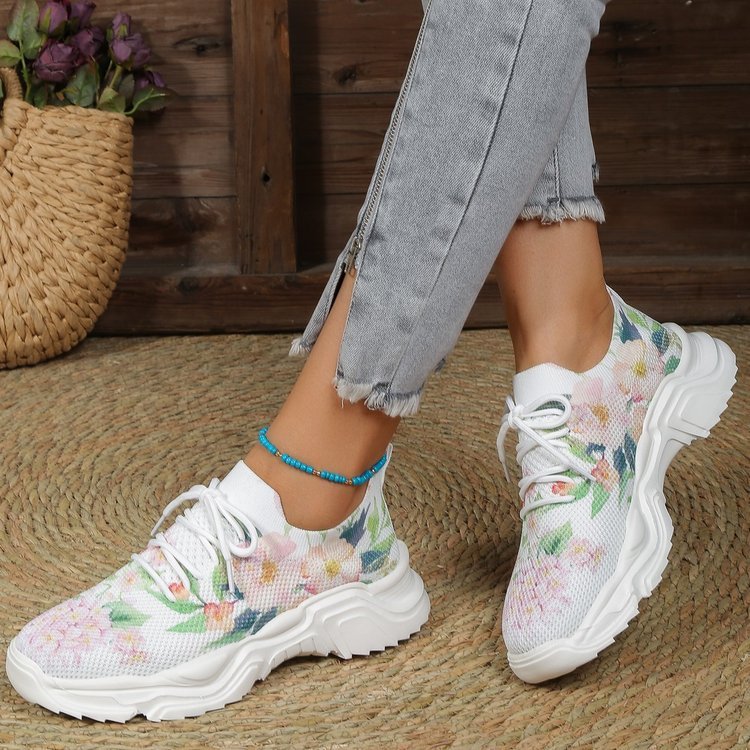 Sneakers femme fleuries – mode décontractée