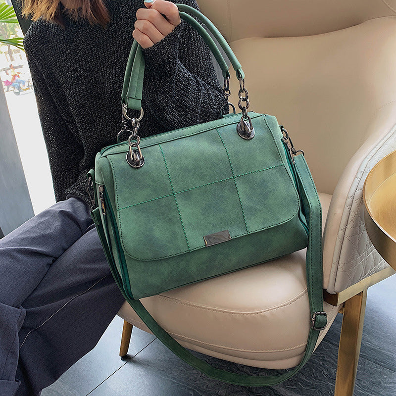 Sac Boston femme vert matcha – grand cabas PU mat