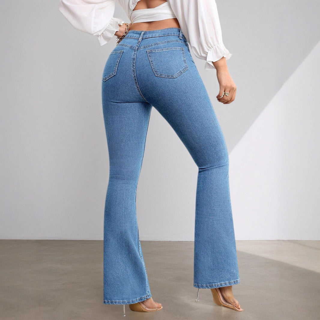 Jean flare femme – taille haute stretch
