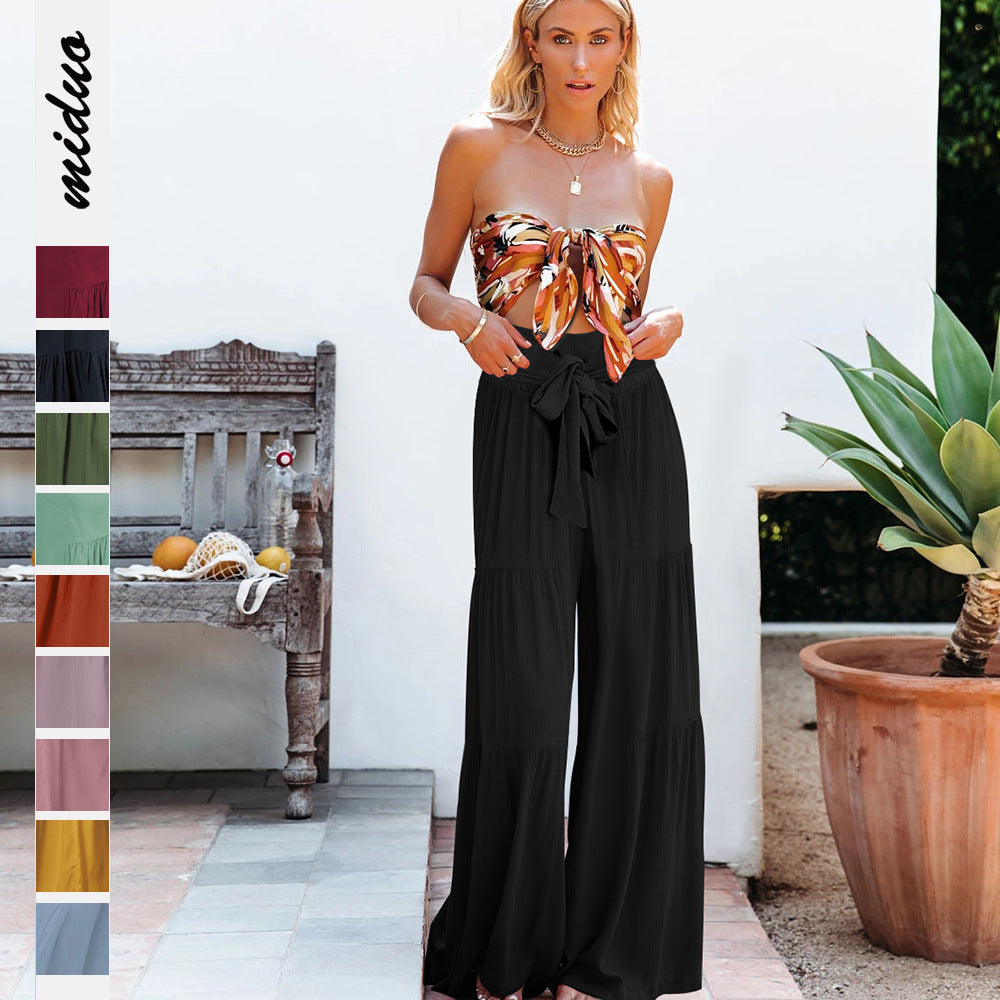 Pantalon large plissé femme – chic & décontracté