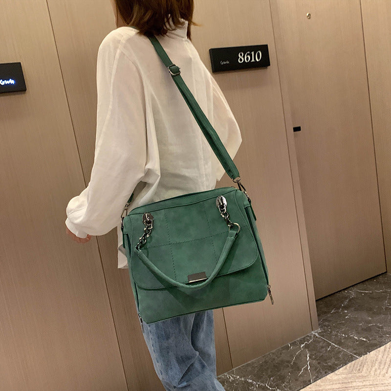 Sac Boston femme vert matcha – grand cabas PU mat