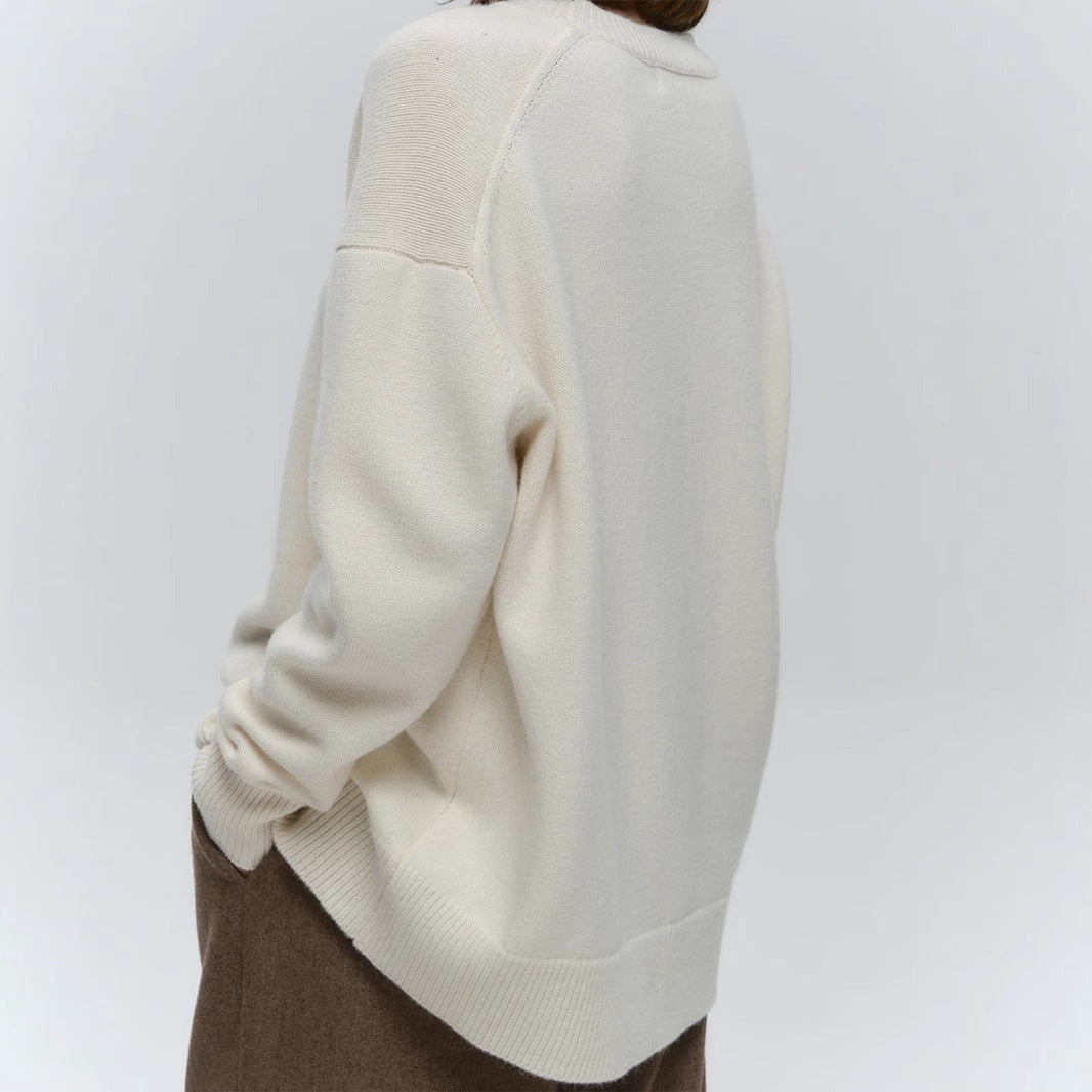 Pull femme en maille uni – ample & chaud
