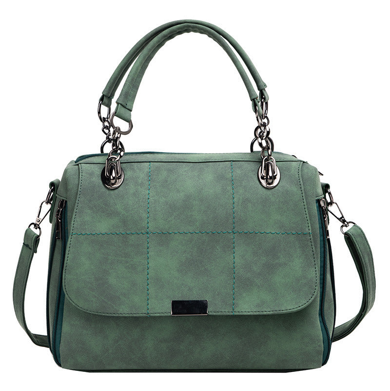 Sac Boston femme vert matcha – grand cabas PU mat