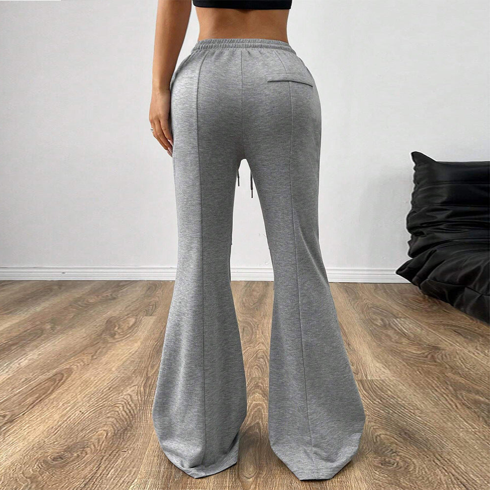 Pantalon large femme – taille élastique & cordon