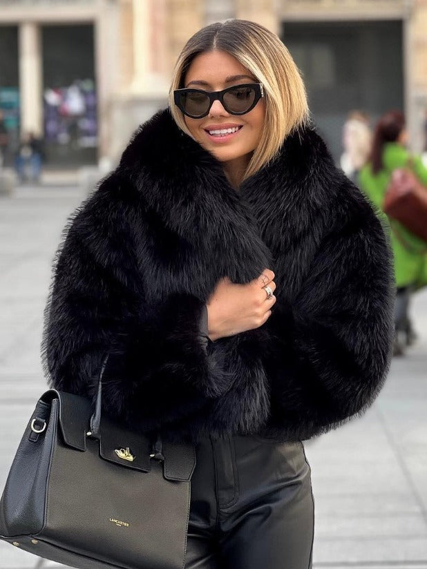 Manteau femme en peluche – épais à col rabattu hiver