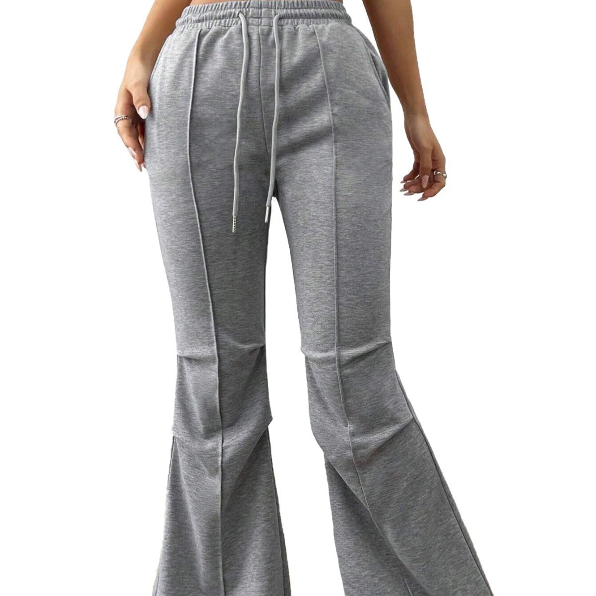 Pantalon large femme – taille élastique & cordon