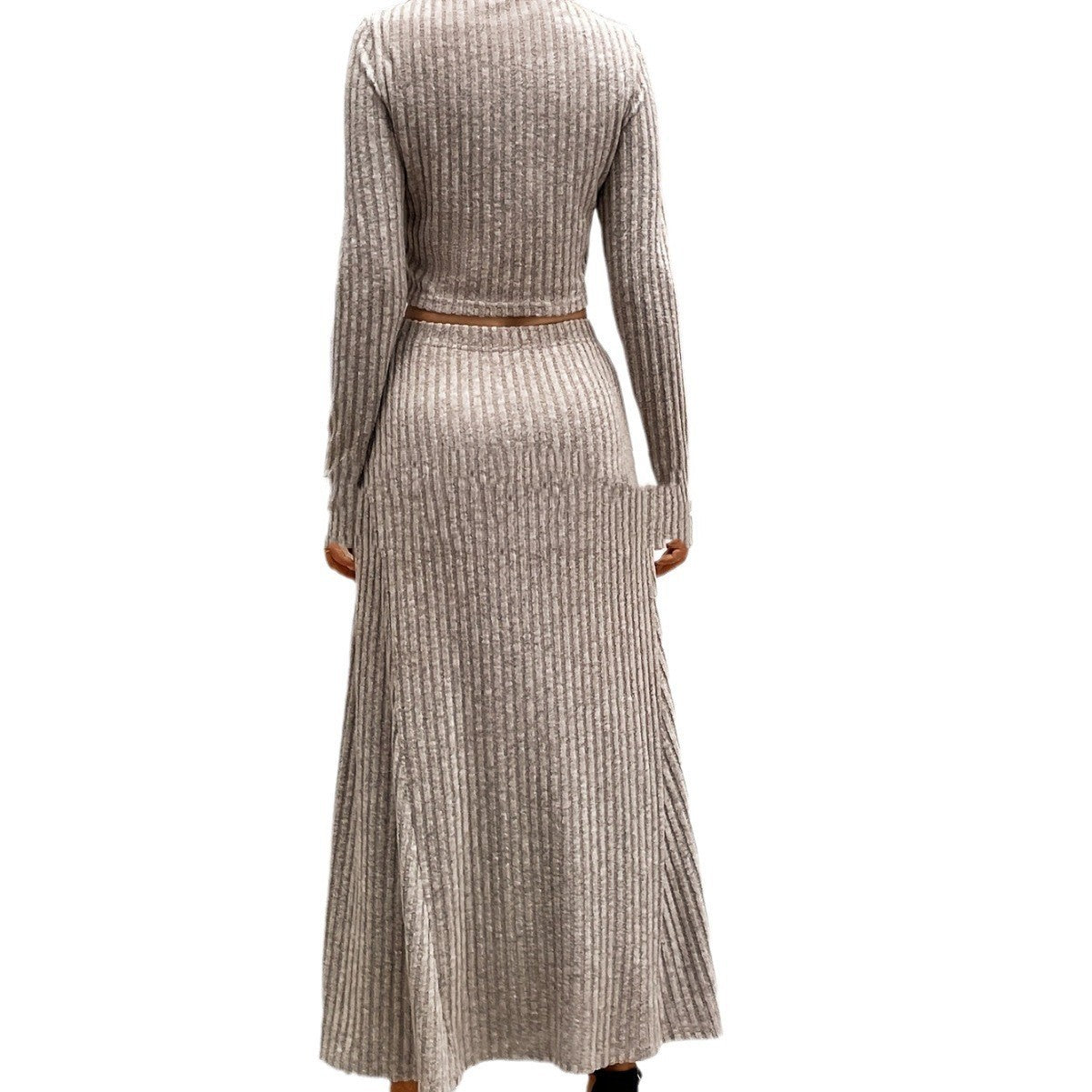 Ensemble femme en maille – slim rayé manches longues