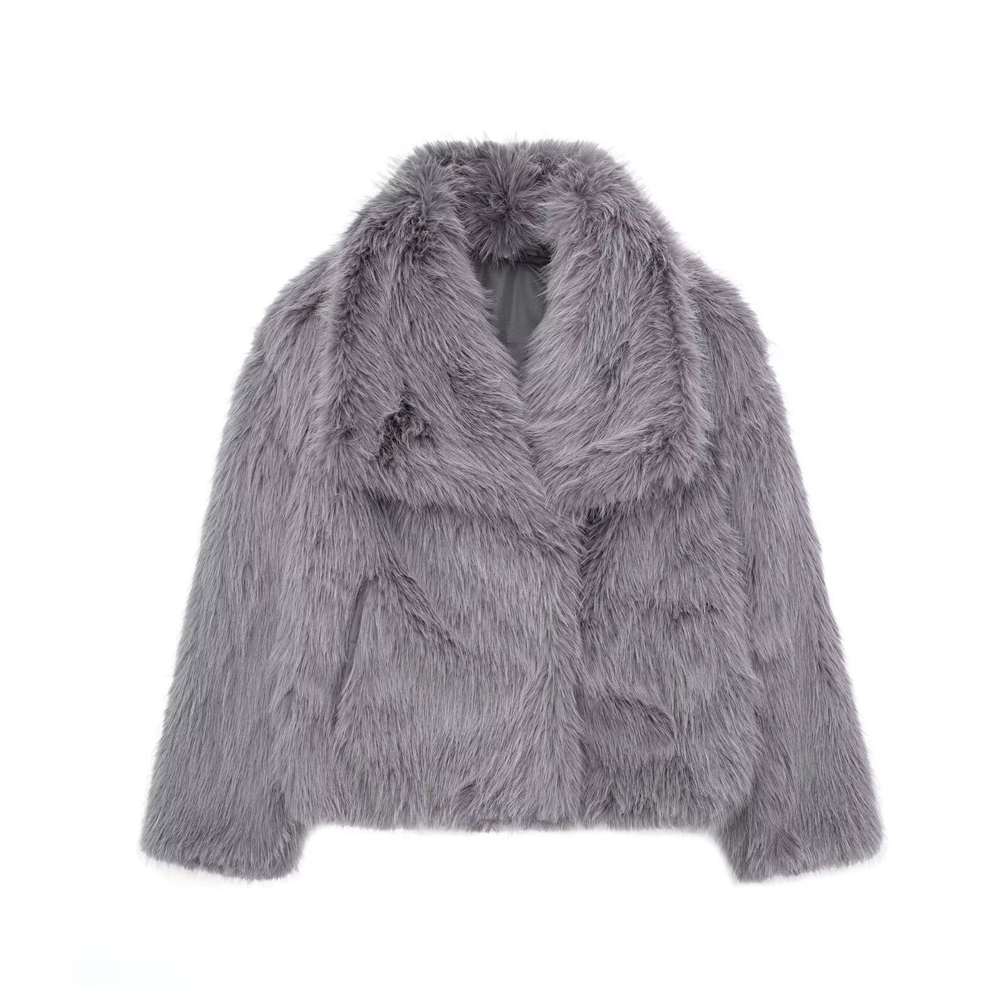 Manteau femme en peluche – épais à col rabattu hiver