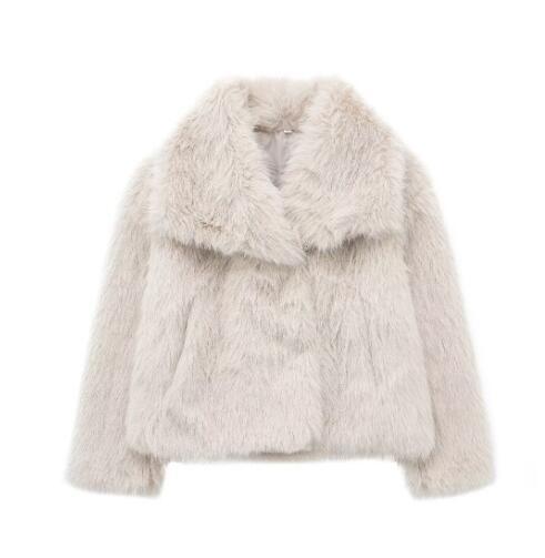 Manteau femme en peluche – épais à col rabattu hiver
