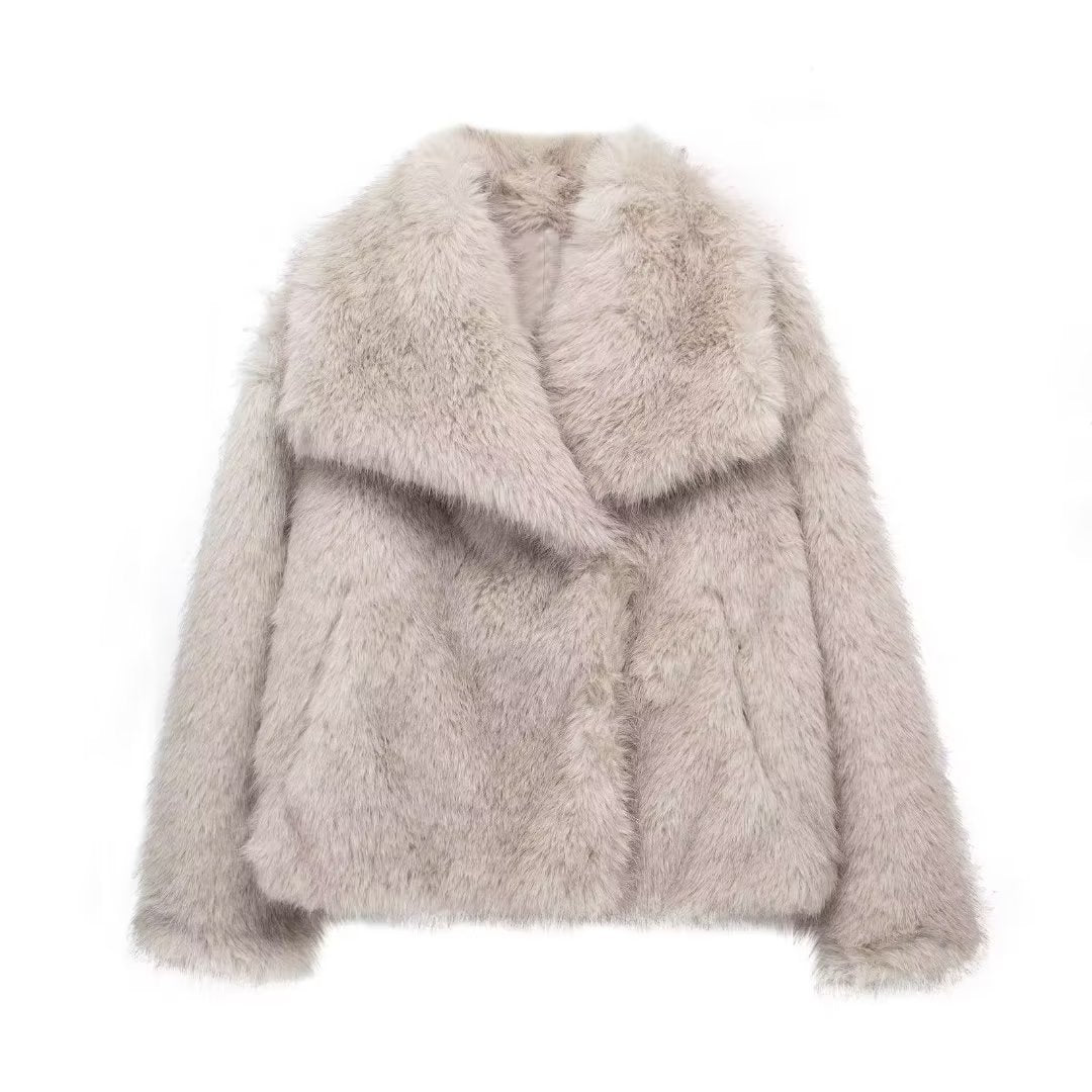 Manteau femme en peluche – épais à col rabattu hiver