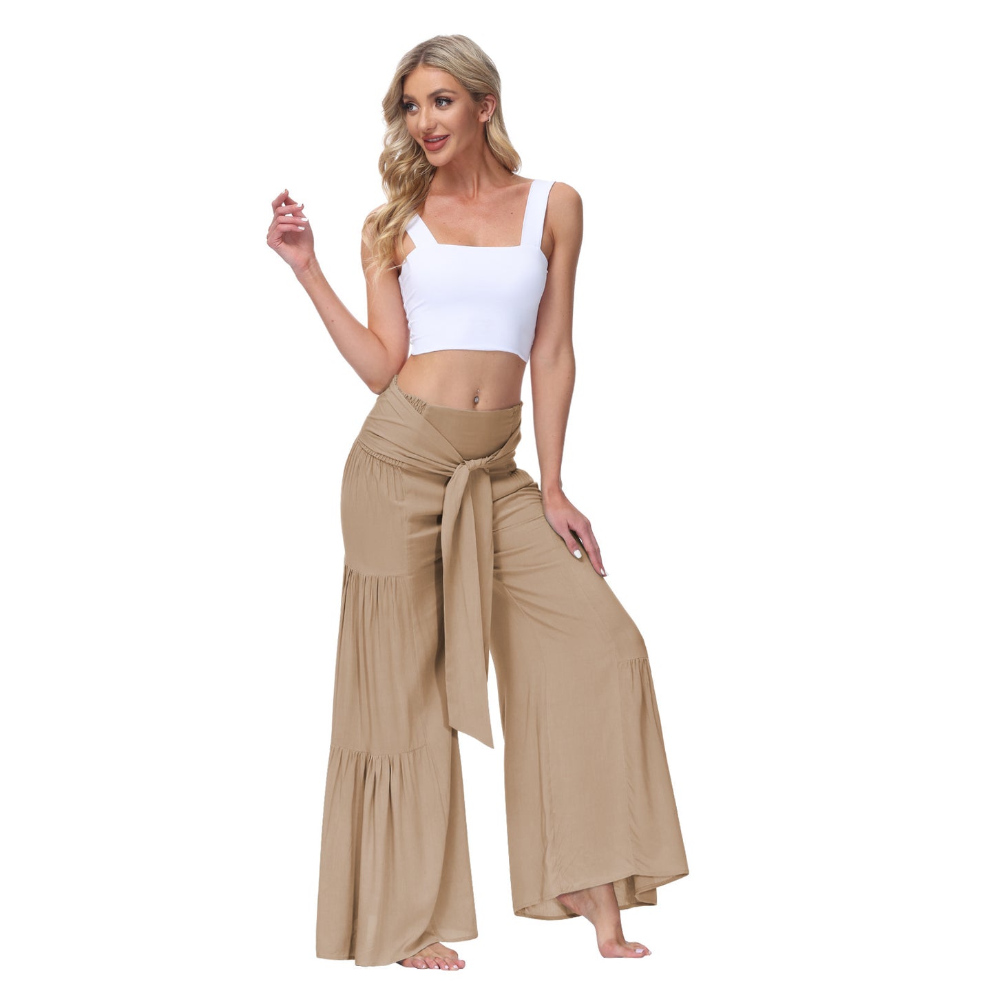 Pantalon large plissé femme – chic & décontracté