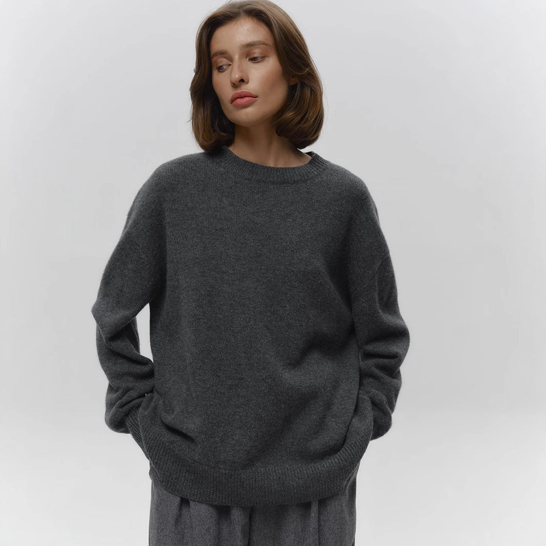 Pull femme en maille uni – ample & chaud