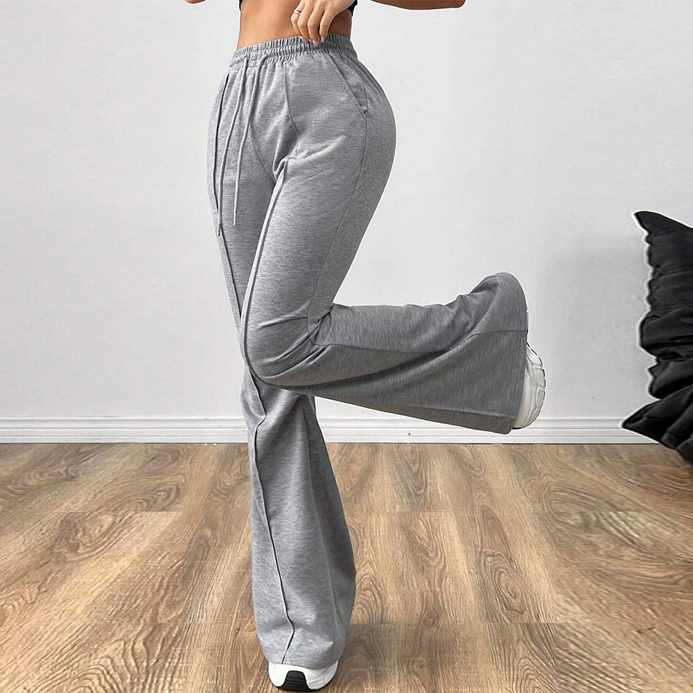 Pantalon large femme – taille élastique & cordon