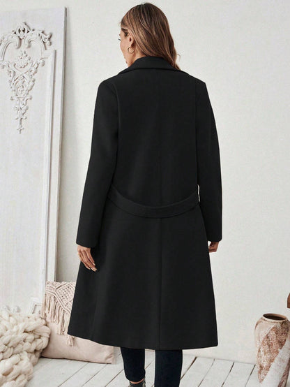 Manteau femme ceinturé uni – automne/hiver chic