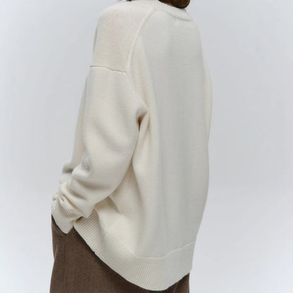 Pull femme en maille uni – ample & chaud
