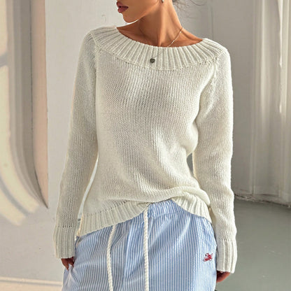 Pull femme en maille – épaule dénudée automne/hiver