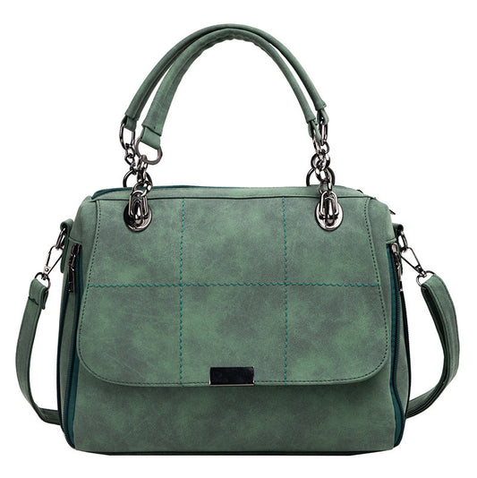 Sac Boston femme vert matcha – grand cabas PU mat