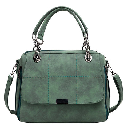 Sac Boston femme vert matcha – grand cabas PU mat