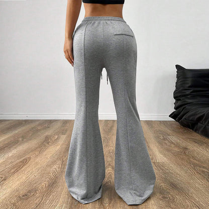 Pantalon large femme – taille élastique & cordon