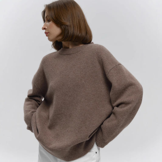 Pull femme en maille uni – ample & chaud