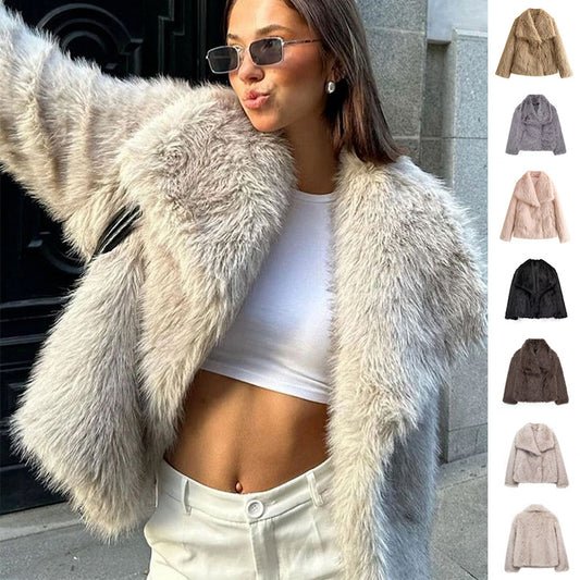 Manteau femme en peluche – épais à col rabattu hiver