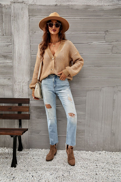 Cardigan femme grande taille – maille à boutons