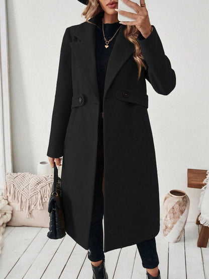 Manteau femme ceinturé uni – automne/hiver chic