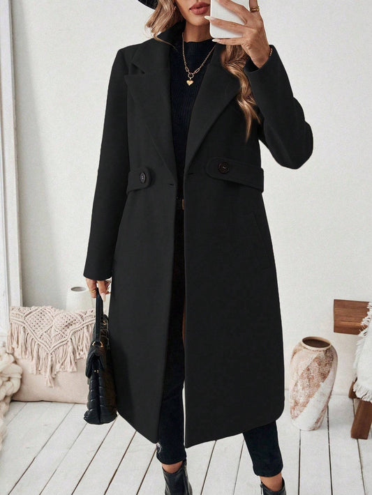 Manteau femme ceinturé uni – automne/hiver chic