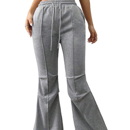 Pantalon large femme – taille élastique & cordon