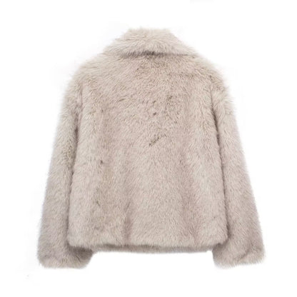 Manteau femme en peluche – épais à col rabattu hiver