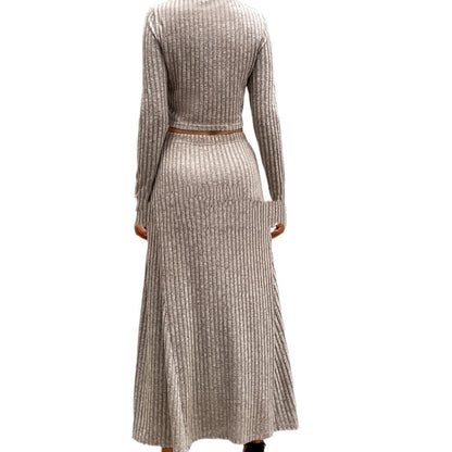 Ensemble femme en maille – slim rayé manches longues