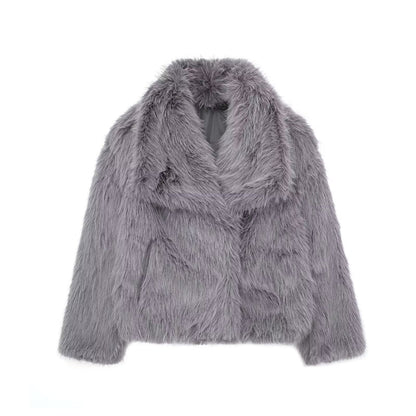 Manteau femme en peluche – épais à col rabattu hiver