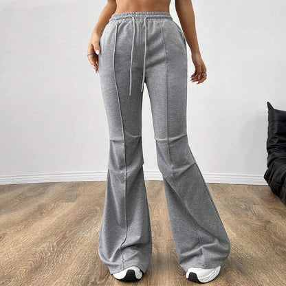 Pantalon large femme – taille élastique & cordon