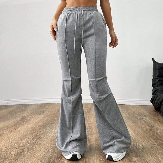 Pantalon large femme – taille élastique & cordon