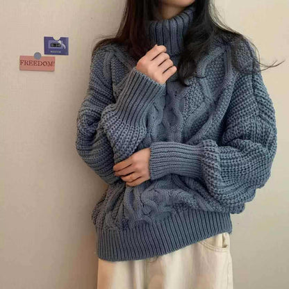Pull col roulé femme – torsadé rétro automne/hiver